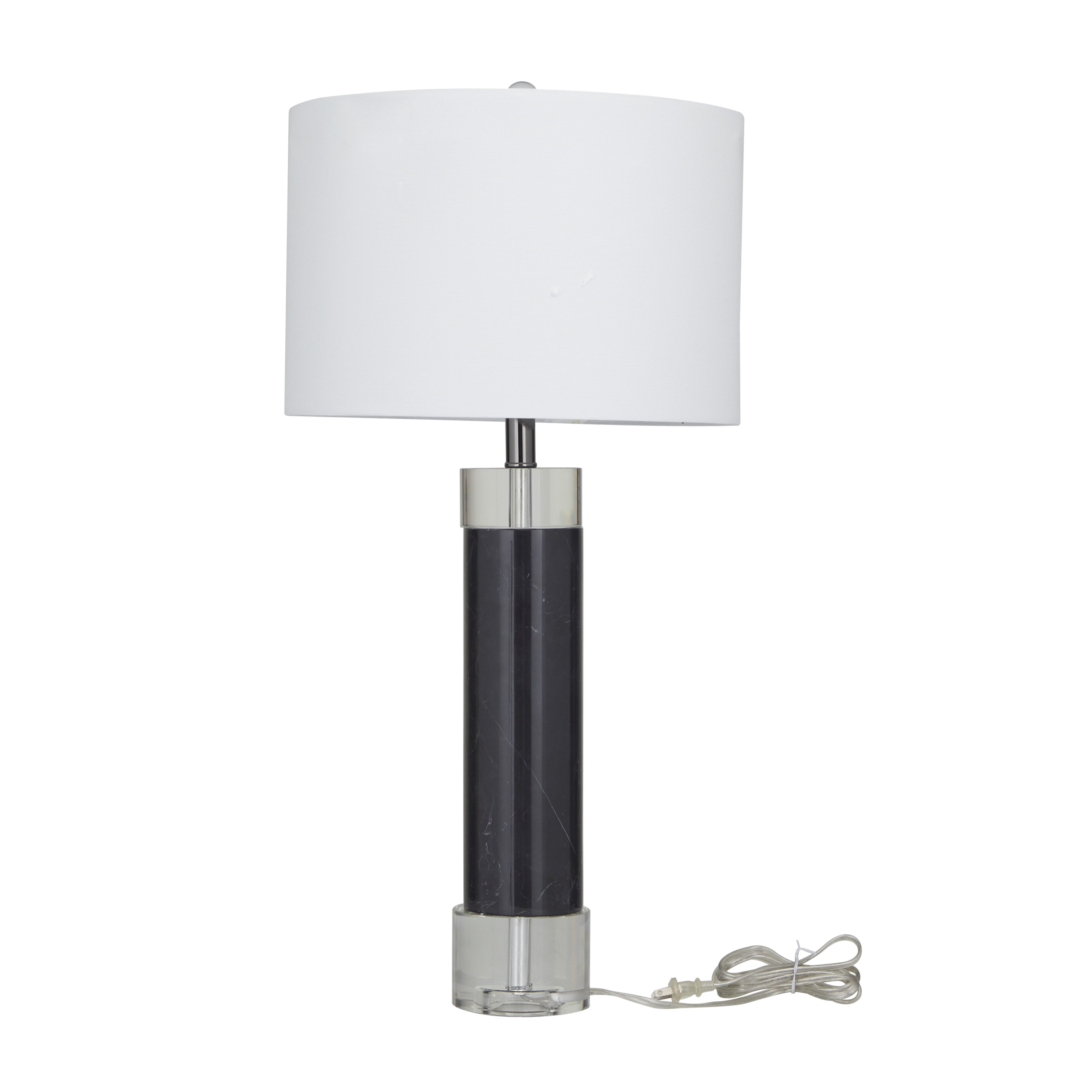 DecMode 29" Slender Stand Black Table Lamp with White Cotton Shade