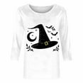 thumbnail image 4 of VKOYWKM Halloween T-Shirts for Women Spooky Graphic T Shirts 3/4 Length Sleeve Halloween Tops Vintage Round Neck Tunic Shirt Top, 4 of 5