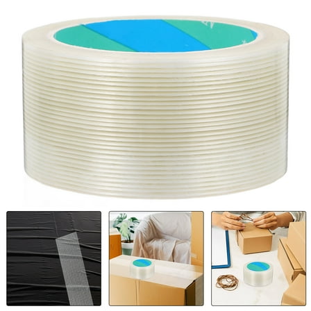 HEMOTON Heavy Duty Fiberglass Strapping Tape, Reinforced Transparent Packing Tape for Shipping, Construction, and Industrial Use, 1 Roll