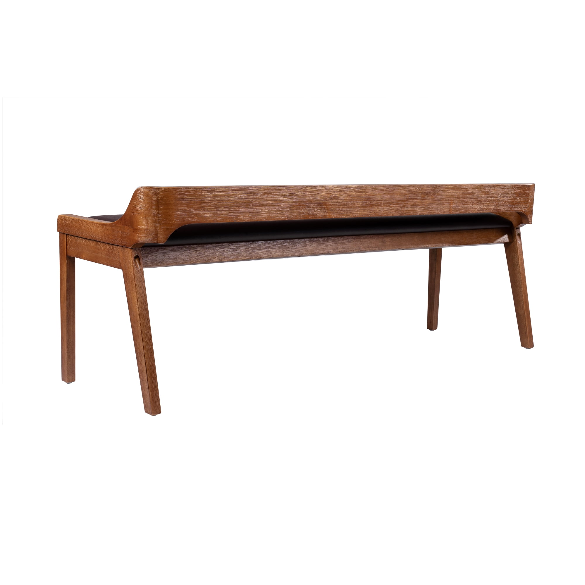 Boraam Rasmus Low Back Acacia Wood Dining Bench with Faux Leather Upholstery