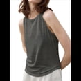 thumbnail image 1 of Blusas de Verano Informales Elegantes con Cuello Drapeado para Mujer, Sin Mangas, Fruncidas, Elegantes Gris Oscuro M, 1 of 3