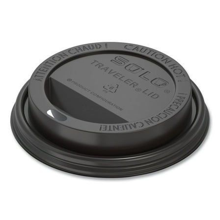 Solo® Traveler Drink-Thru Lids For 10 - 24 Oz Cups, Black, 100 Lids Per Sleeve, Case Of 10 Sleeves