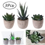 3pcs Decorative Faux Succulent Artificial Succulent Fake Simulation Plants with Pots for Home Decoration