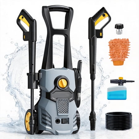 Electric Pressure Washer, 4200PSI Portable Power Washer, Hidrolavadora with Adjustable Nozzle Angle, for Cars, Driveways, Fences, Patios, Home Washing - Orange