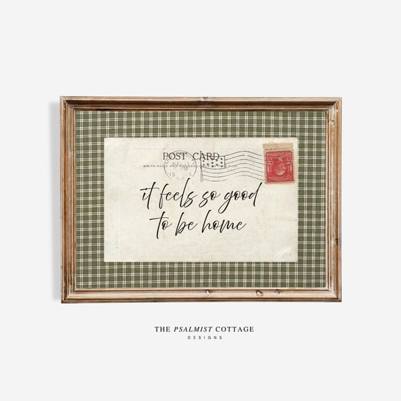 It Feels So Good To Be Home Gingham Wall Art, Unframed Canvas 24x36in