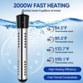 thumbnail image 3 of 6000mAh Portable Shower for Camping with 2000W Immersion Water Heater – Rechargeable Camp Shower Pump, 4-Mode Filtered Head, LED Display, Outdoor Camping Shower Kit for Travel, Pets & Car Washing, 3 of 6