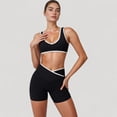 thumbnail image 3 of Women's High Waist Crossover Athletic Shorts with Stretch Fabric and Flattering V Front Waistband - Large, Black, 3 of 7
