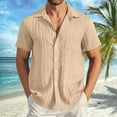 thumbnail image 2 of Men's Short Sleeve Shirts Lapel Button Down Solid Color Short Sleeve Lightweight Hawaiianss Short Sleeve T Shirt Summer Shirts Men, 2 of 5