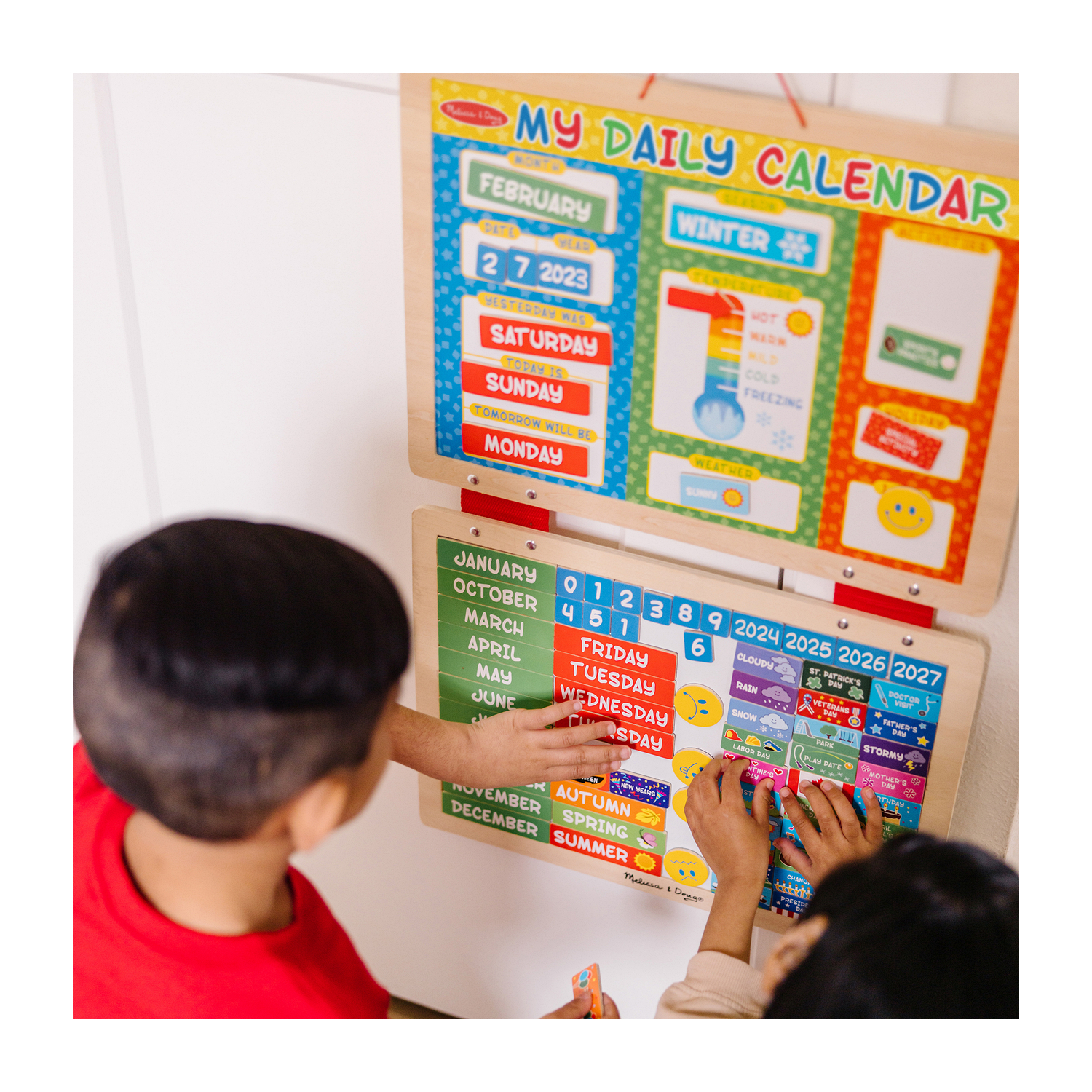 Wooden ABC Activity Stamp Set with My First Daily Magnetic Calendar