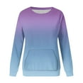 thumbnail image 4 of Scyoekwg Trendy Crewneck Sweatshirts Women Loose Ladies Sweatshirt with Pocket Long Sleeve Pullover Casual Gradient Color Fall Sweatshirt Pullover(Light Blue,XL), 4 of 5