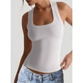 thumbnail image 6 of Womens Ribbed Square Neck Tank Tops Basic Backless Sleeveless Summer Camisole White S, 6 of 8