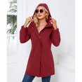 thumbnail image 3 of SWSMCLT Women's Hooded Raincoat Lightweight Slim Fit Full Zip Long Rain Jacket Trench Coat Waterproof Rain Coats Casual Anoraks Long Sleeve Outerwear Burgundy 6, 3 of 5