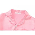 thumbnail image 2 of Tebbis Satin Pajamas for Girls - Pink Cute Silky Short Sleeves & Pants Sleepwear PJ Set Size 10, 2 of 7