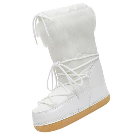 

Women s Snow Boots Warm Lined White Ski Boots Nonslip Long Boots Water Resistant Thick Soled Fashion for Ladies Style -42
