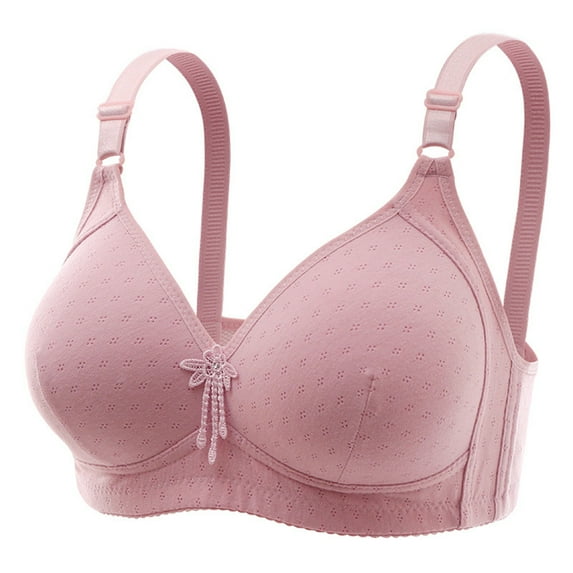 Pejock Everyday Bras for Women, Women's Ultimate Comfort Lift Wirefree Bra Embroidered Glossy Comfortable Breathable Bra Underwear No Rims Bras No Underwire Pink Cup Size 38/85BC