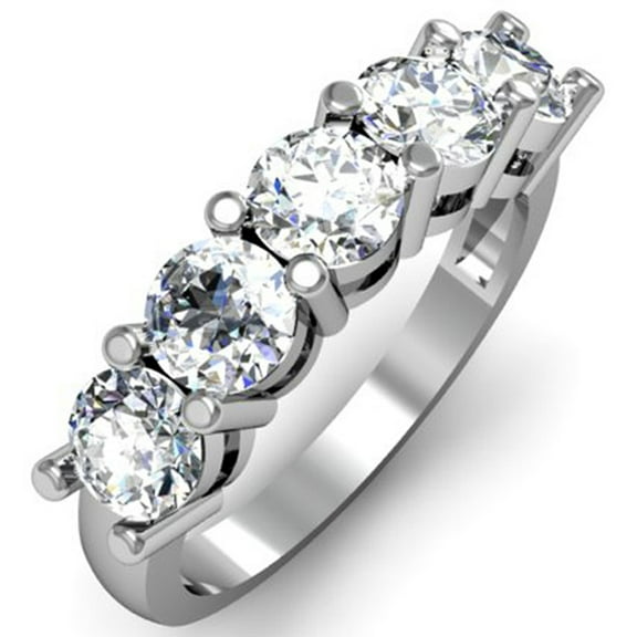 Dazzlingrock Collection 1.00 Carat (ctw) 18K Round White Diamond Ladies 5 Stone Bridal Wedding Band 1 CT, White Gold, Size 9