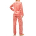 thumbnail image 3 of Womens Ladies Fleece Button Up PJ Pajama Set, Pink - Jacquard Print (1 set), Size M, 3 of 3