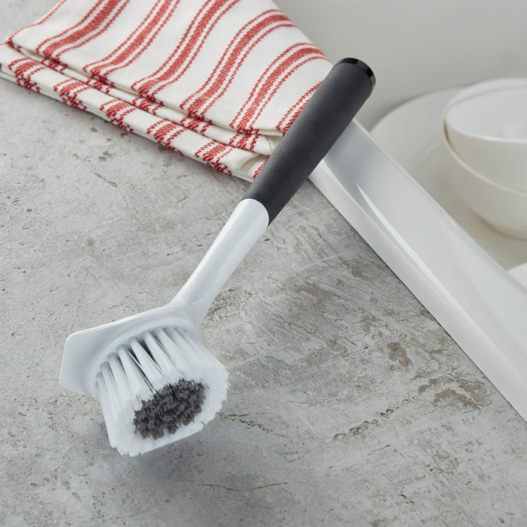 Angled Round Dish Brush with Built-In Scraper photo 4