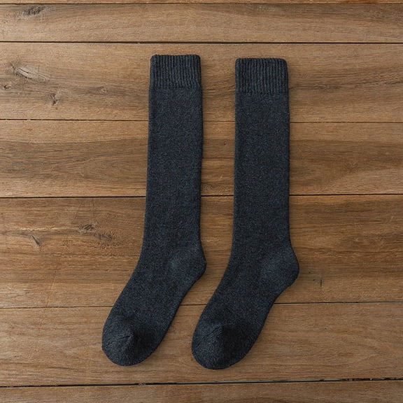 Dyfzdhu Winter Tube Socks For Women Solid Color Knee Hign Thermal Socks Thickened Cotton Crew Socks