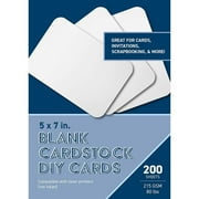 200 Pack Blank Cardstock DIY Greeting Cards, Round Corners, Postcards, Glossy Finish (Laser Printer Use Only) 215gsm, 80lb, 5 x 7 Inches