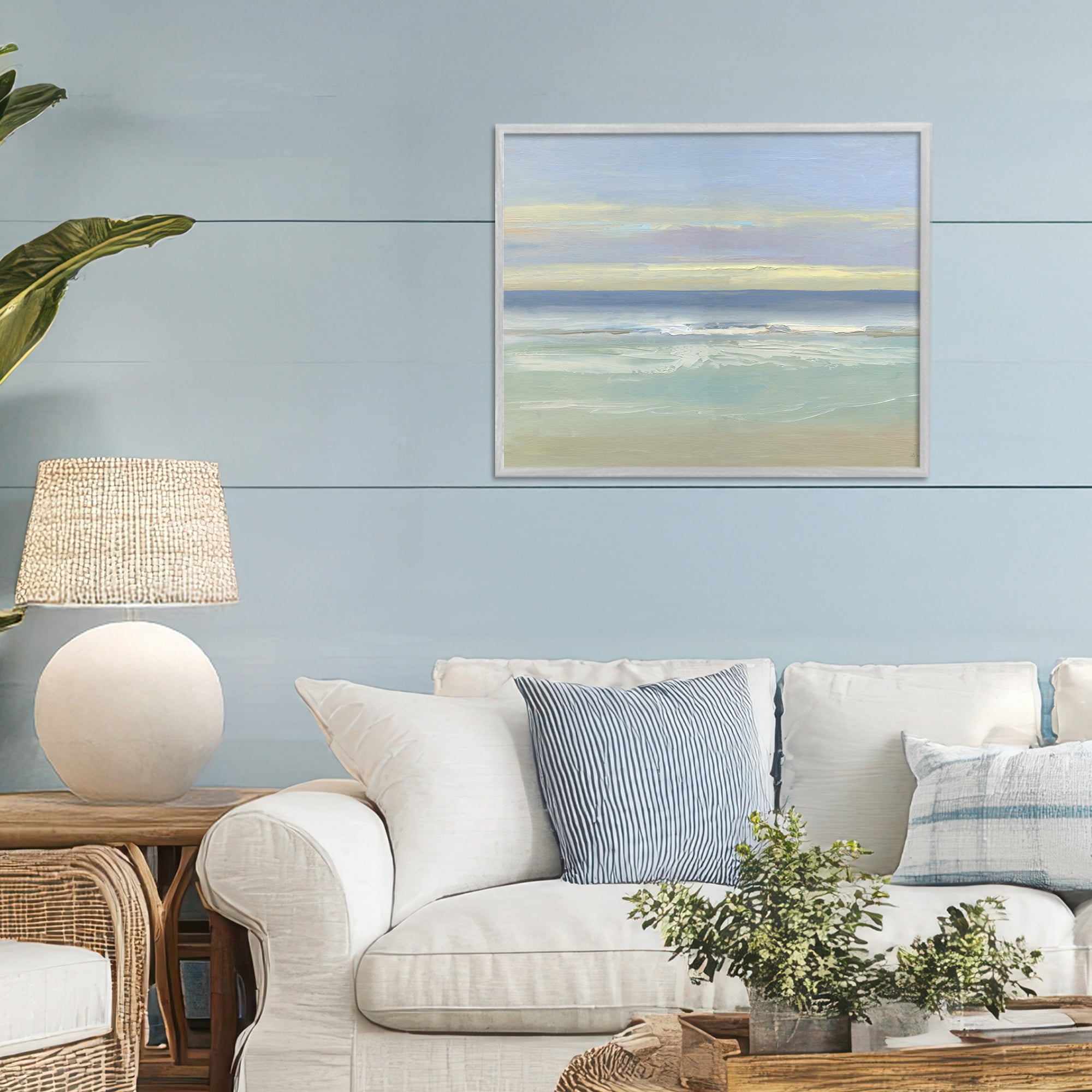 Stupell Industries Tranquil Coastal Morning Waves Gray Framed Giclee Art, design by Sally Swatland