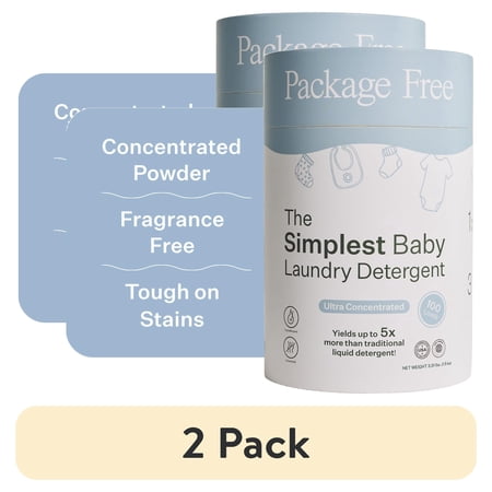 (2 pack) Package Free Simplest Baby Laundry Detergent Powder Unscented 100 Load