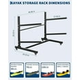 thumbnail image 4 of Kayak Storage Rack for 2-6 Kayaks Freestanding Kayak Rack for Outdoor Storage with Movable Wheels, Heavy-Duty Steel Kayak Hanger Holder with Hanging Straps, 4 of 6