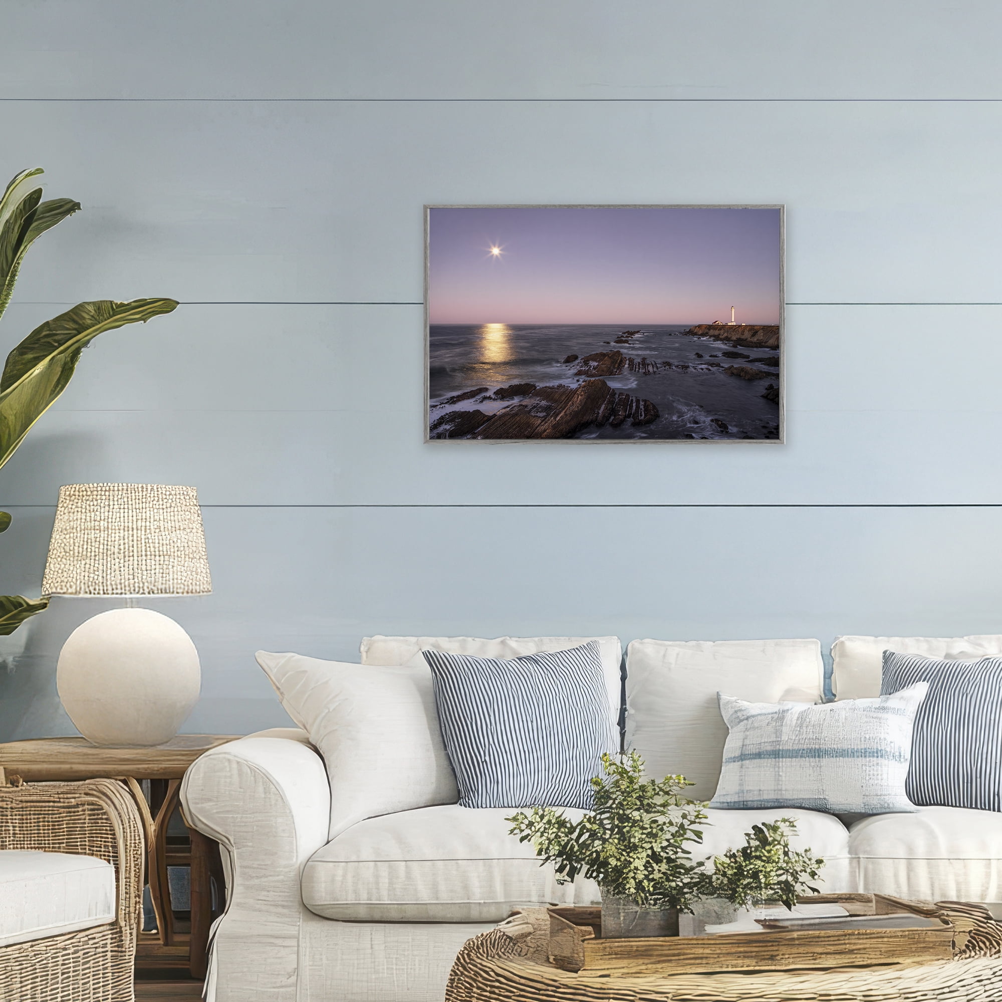 Stupell Industries Moon Arena Coastline Gray Framed Giclee Art, design by Shelley Carlisle