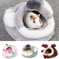 thumbnail image 1 of Visland Hamster Bed, Fashion Cute Cartoon Elk Bear Cat Design Soft Flannel Winter Warm Universal Nest House Cage Accessory for Small Animals Ferret Chincilla Guinea Squirrel, 1 of 7