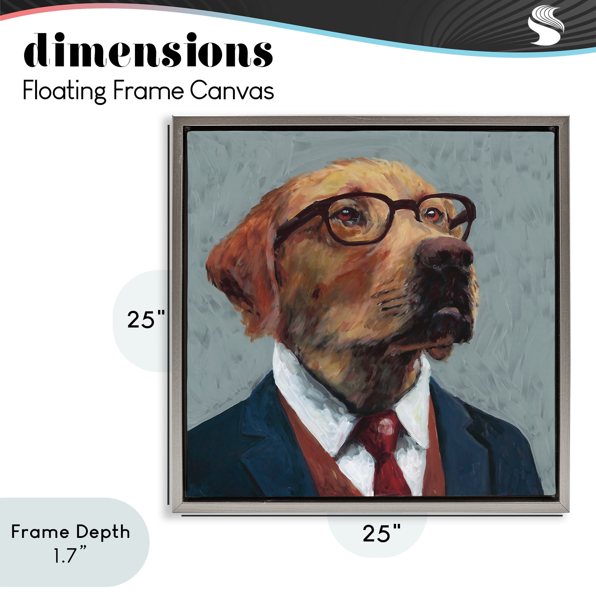 Stupell Industries Bark Kent Portrait Gray Framed Floater Canvas Wall Art, design by Studio Bautista