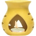 thumbnail image 4 of India Meets India Tea Light Candle Holder [Yellow 3.5"] Ceramic Tea Light Candle Holder/Aroma Burner - Set of 2 w/ 4 Tea Lights, 4 of 5