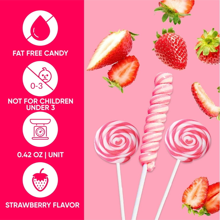 Fusion Select Pink Twirl & Swirl Lollipops 24 Count Box Fun Treat