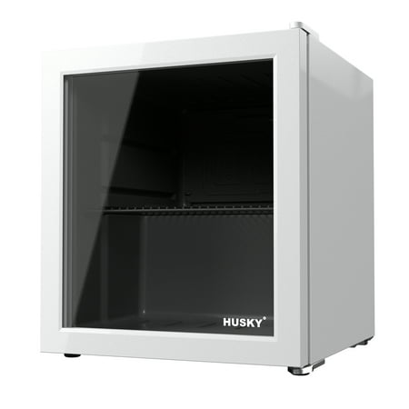 Husky 46L Refrigerator 1.6 Cu. ft. Reversible Glass Door Freestanding Countertop Mini Fridge in White  New
