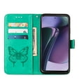 thumbnail image 3 of SaniMore Case for Motorola Moto G Stylus 2023 (6.5"), PU Leather Skin with Luxury Embossed Butterfly [Wrist Strap & Card Slots & Flip Kickstand] Full-body Shockproof Business Wallet Cover, Green, 3 of 4