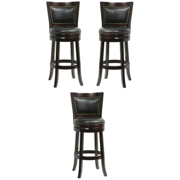 Home Square 29" Bristol Swivel Bar Stool in Cappuccino - Set of 3