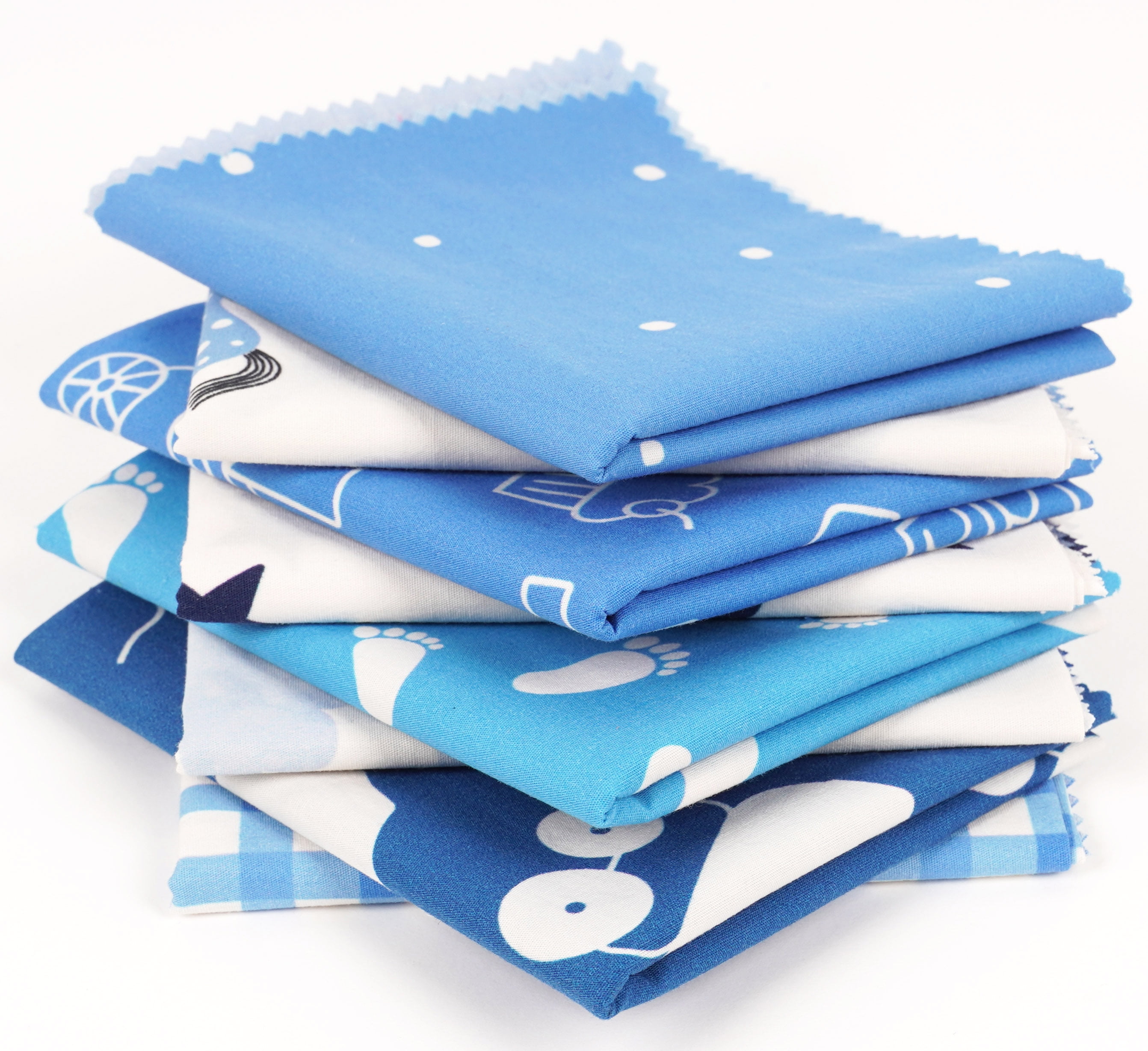 Soimoi 8 Pc Fat Quarter Bundle,Baby BoyPrint 18"x 22"DIY Patchwork-100% CottonPre-Cut Quilting Fabric Blue&White