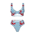 thumbnail image 4 of Rocae Red Funny Crab on Blue Stripe for Bikini Set for Women Two Piece Sexy High Swimsuits Split Crossover Bikini Large, 4 of 9