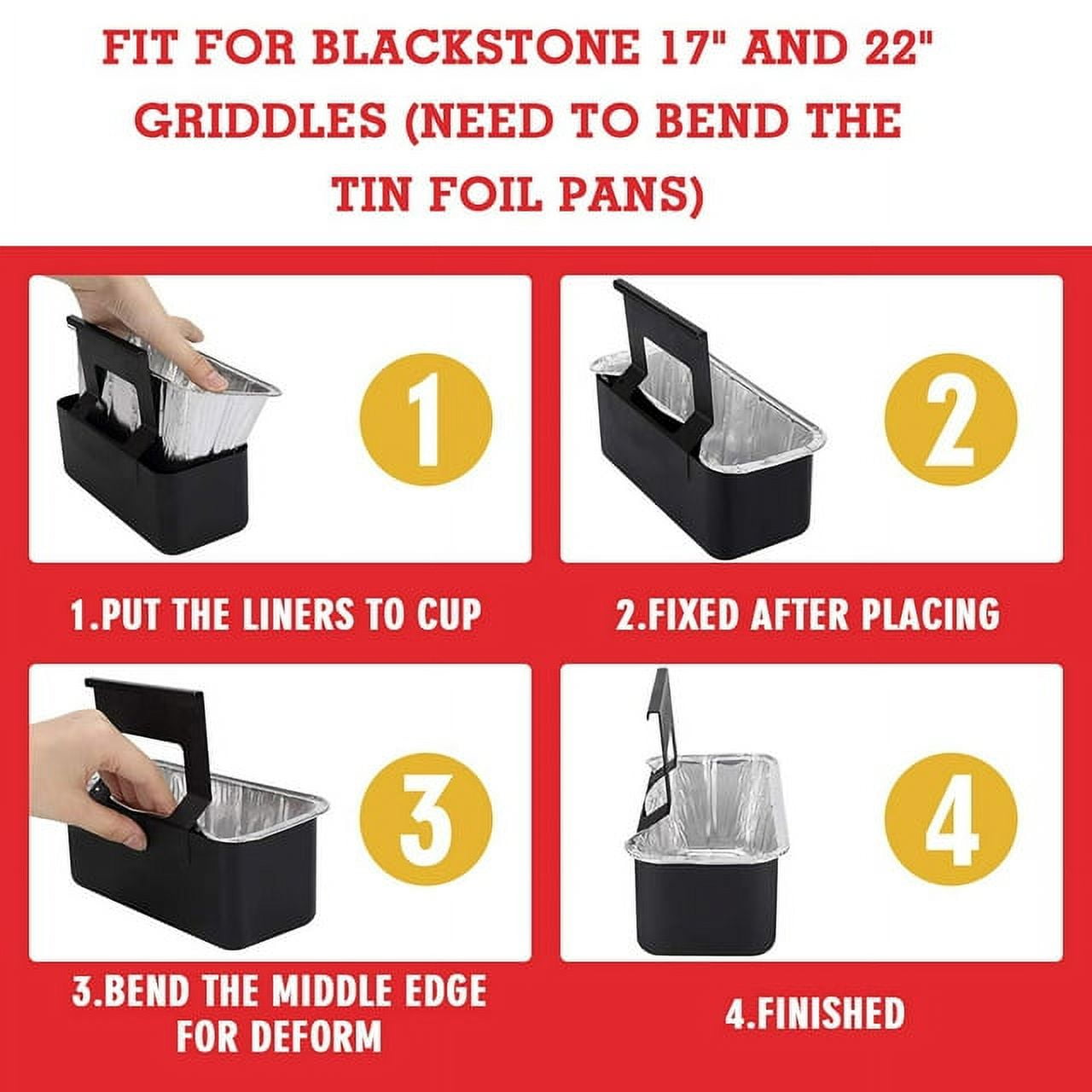 SONGLAM 80-Pack Blackstone Grease Cup Liners - Aluminum Foil Drip Pans Fit for Blackstone 36,30,28,22,17 Inch Grease Griddle