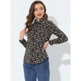 thumbnail image 5 of DARING DIVA Women's Long Sleeve Point Collar Ditsy Floral Shirt XS Black Red, 5 of 6