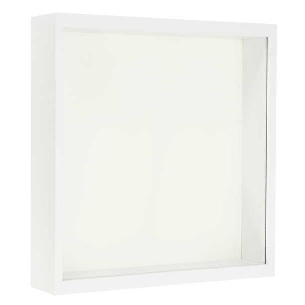 Marco de sombra de madera Uxcell 9x9 para flores secas, marco de foto flotante blanco