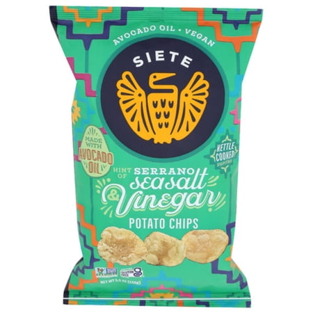 2X - Siete Hint Of Serrano Sea Salt & Vinegar Kettle Cooked Potato Chips 5.5 oz Package May Vary