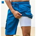 thumbnail image 3 of Men's Swim Trunks with Compression Liner Quick Dry Board Shorts Swimsuit Swimwear for Men with Velcro Pockets, 3 of 5