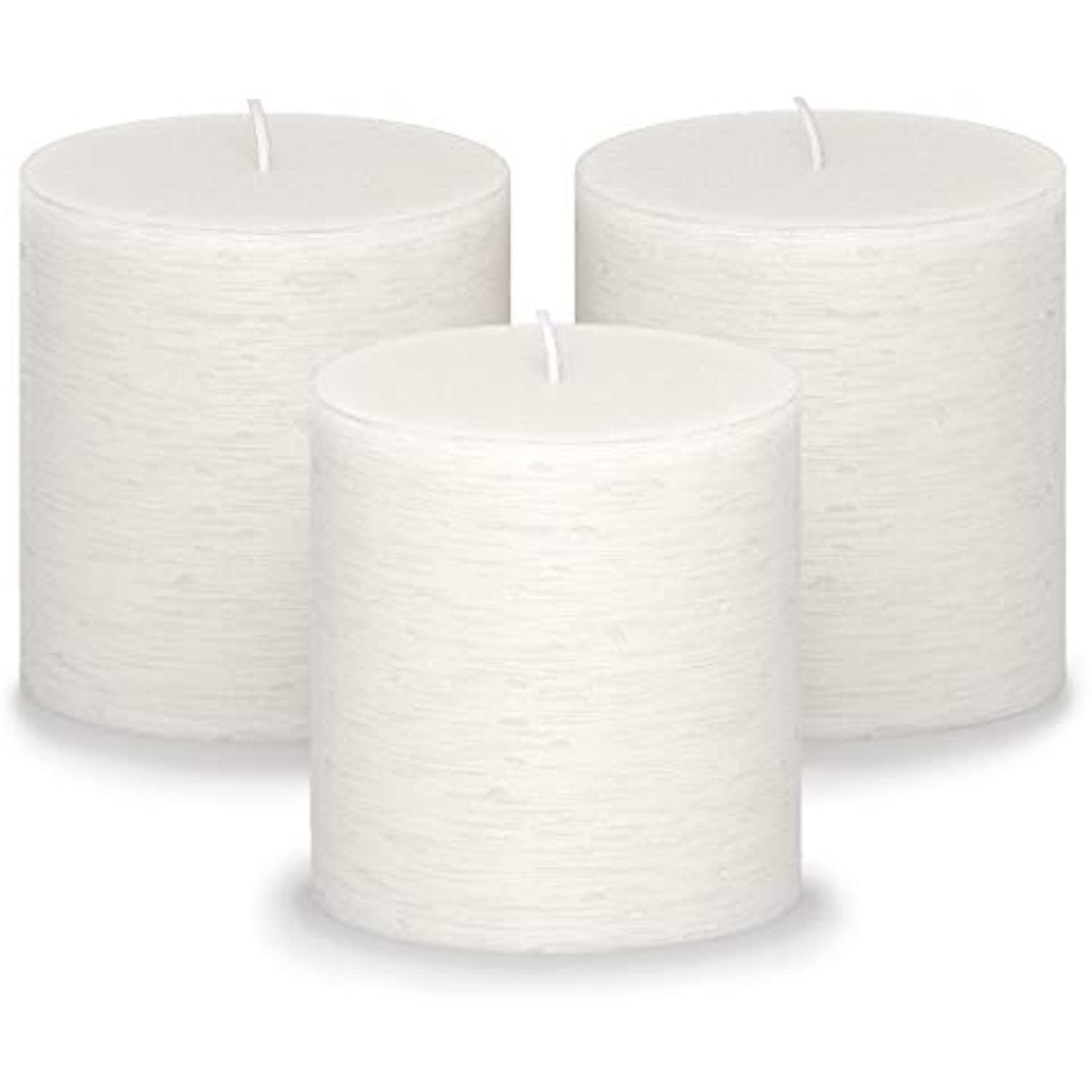 CANDWAX 3x3 Pillar Candle Set of 3 Decorative Rustic Candles