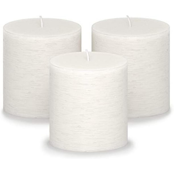 CANDWAX 3x3 Pillar Candle Set of 3 Decorative Rustic Candles