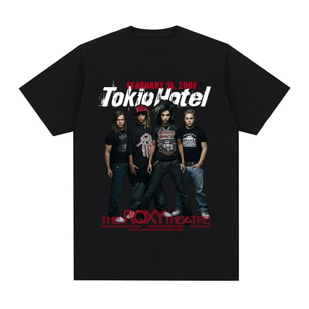Camiseta con gráfico musical de la banda de rock Tokio Hotel para hombre y mujer, estilo hip hop, punk y gótico, de algodón puro, de manga corta y gran tamaño.