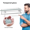 thumbnail image 6 of Woindo Bathroom Glass Shelf with Railing, Floating Tempered Glass Bathroom Wall Shelf Rectangle 20 Inch Over The Toilet Storage Cabinet, Gaming Floating Shelves, Bathroom Accessories and Home Decor, 6 of 14
