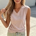thumbnail image 5 of ClodeEU Women's V Neck Sleeveless Tank Top ,Solid Color Casual Summer Tops Pink,Women's Plus S, 5 of 7