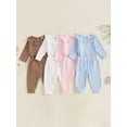 thumbnail image 4 of Aojekbee Baby Girl 2Pcs Fall Outfits Long Sleeve Ruffle Collar Romper + Pants Set Infant Clothing, 4 of 10
