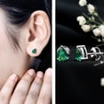 thumbnail image 3 of Rosec Jewels Pear Shape Created Emerald Solitaire Stud Earrings (5X7 mm, 1.4 CT), 14K White Gold, 3 of 8