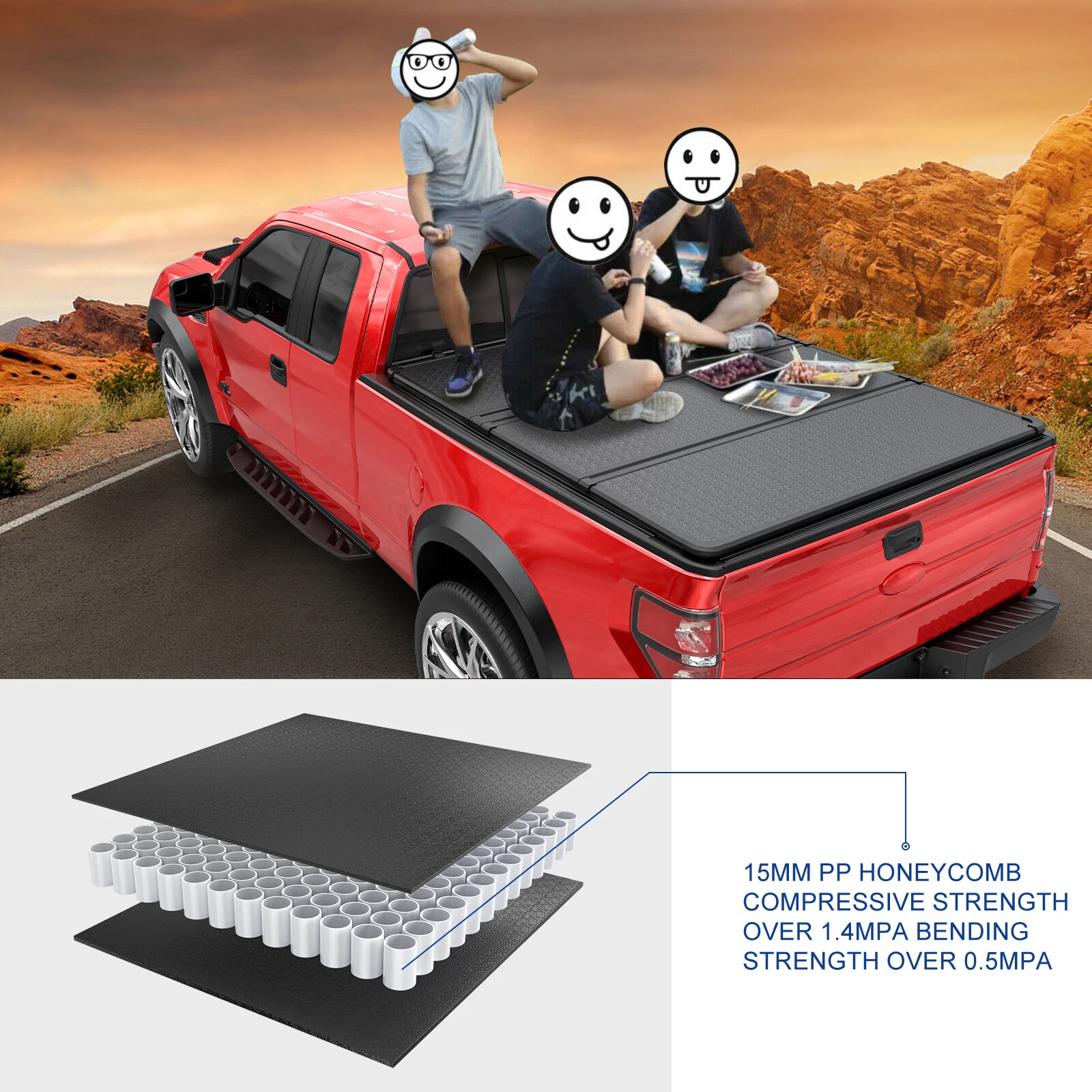 MOSTPLUS 3-Fold 5.8FT Hard Tonneau Cover Truck Bed for 2019-2025 Chevy Silverado GMC Sierra 1500